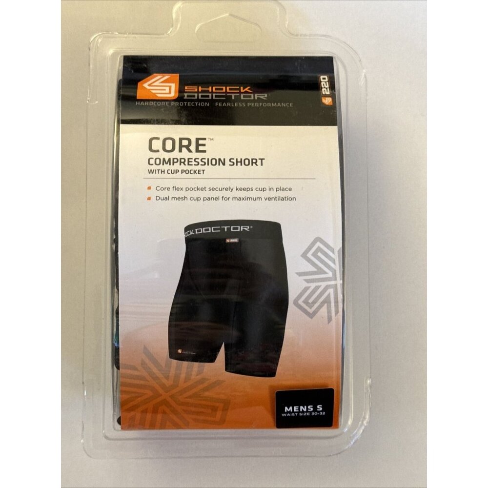 New Shock Doctor Core Compression Shorts Small Black With Cup Pocket D40